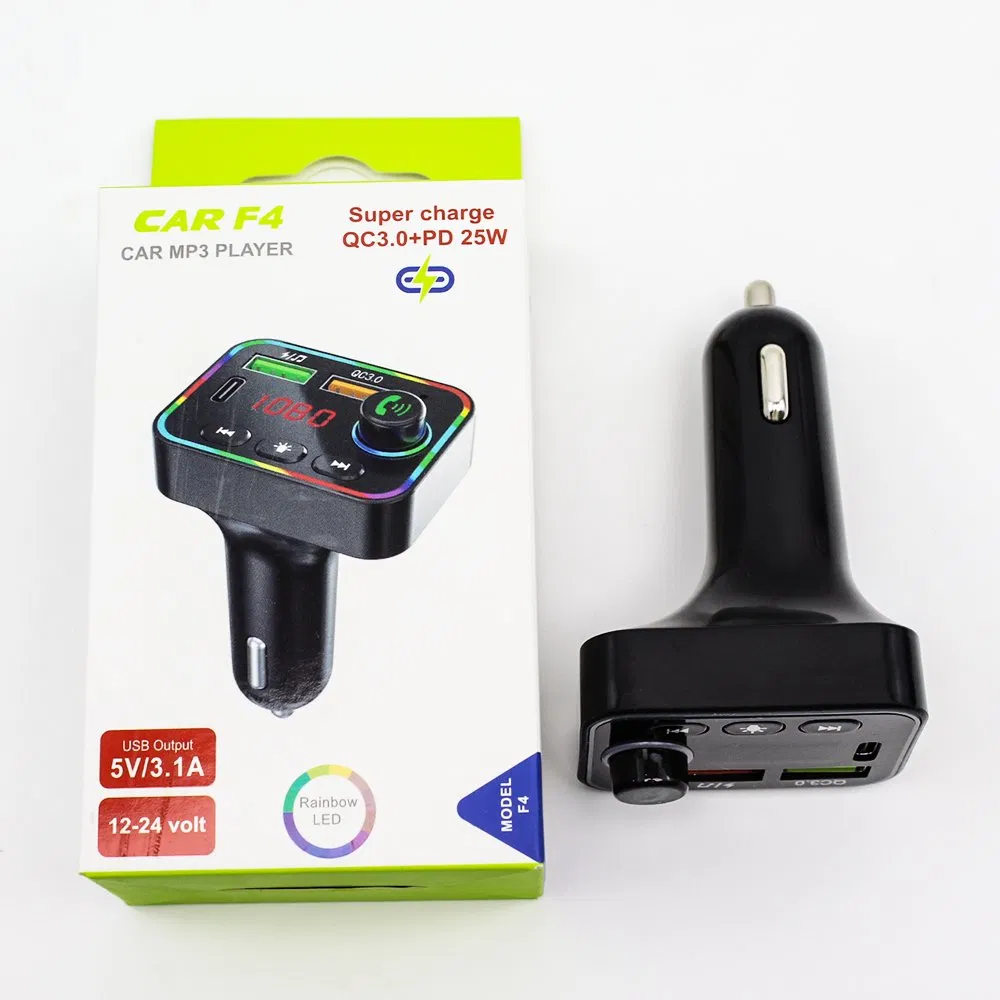 Rainbow LED Radio Adapter Bluetooth FM Transmitter Charger Car MP3 Player
