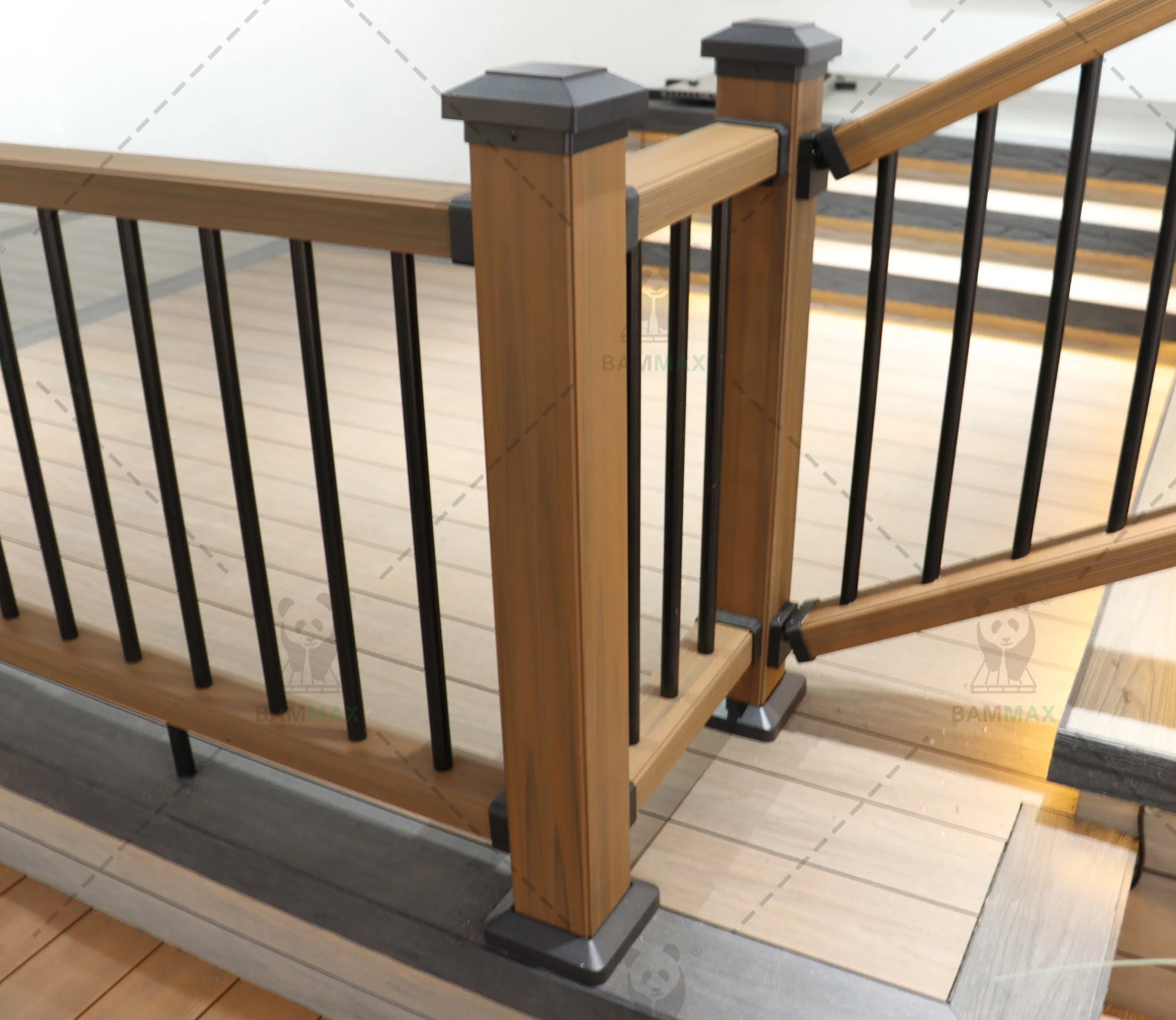 RoHS Approved Bammax 1500X1150mm WPC Handrail Composite Fence Railing