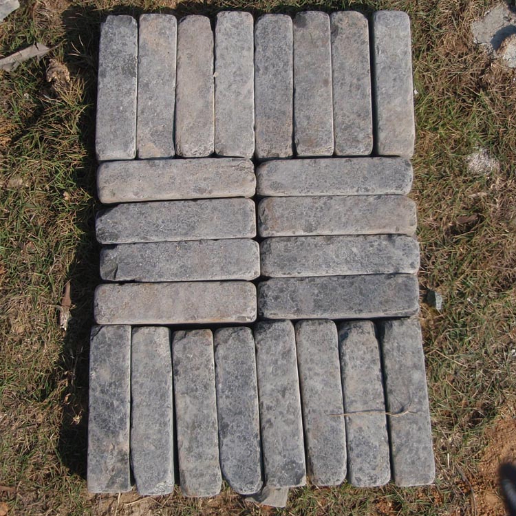 Flamed and Tumbled Black Basalt Stone Bricks for Outdoor Patio Pavers