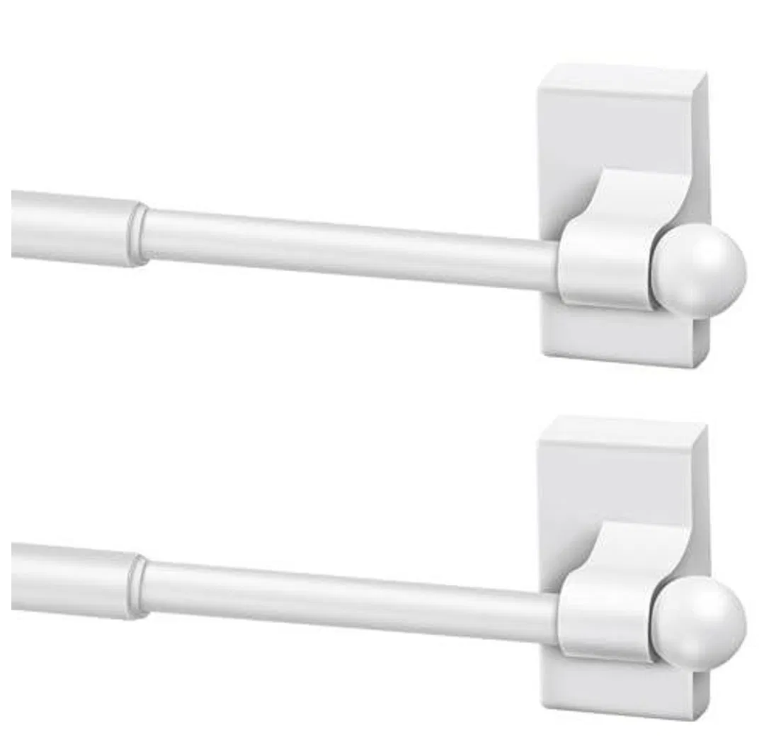 Strong Magnetic Curtain Rod No Drill Needed, 16-36 Inch Adjustable, Rustproof Steel for Windows/Doors