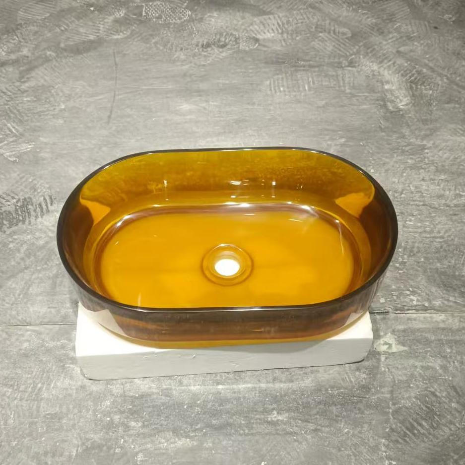 Раковина для ванной из прозрачной смолы темно-коричневая