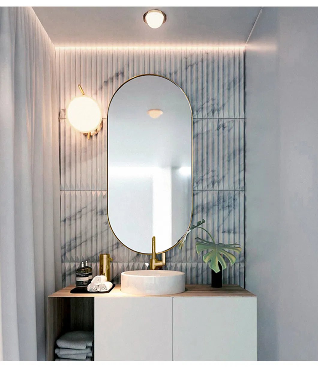 Customized Mounted Metal Chrome Rustic Vanity Mirrors Over Wall Bathroom Full Length Mirror