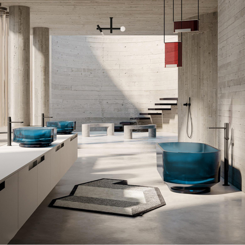 Various Color Crystal Clear Resin Bath Tubs Transparent Tub Solid Surface Resin Freestanding Bathtubs Translucent Resin Bathtub