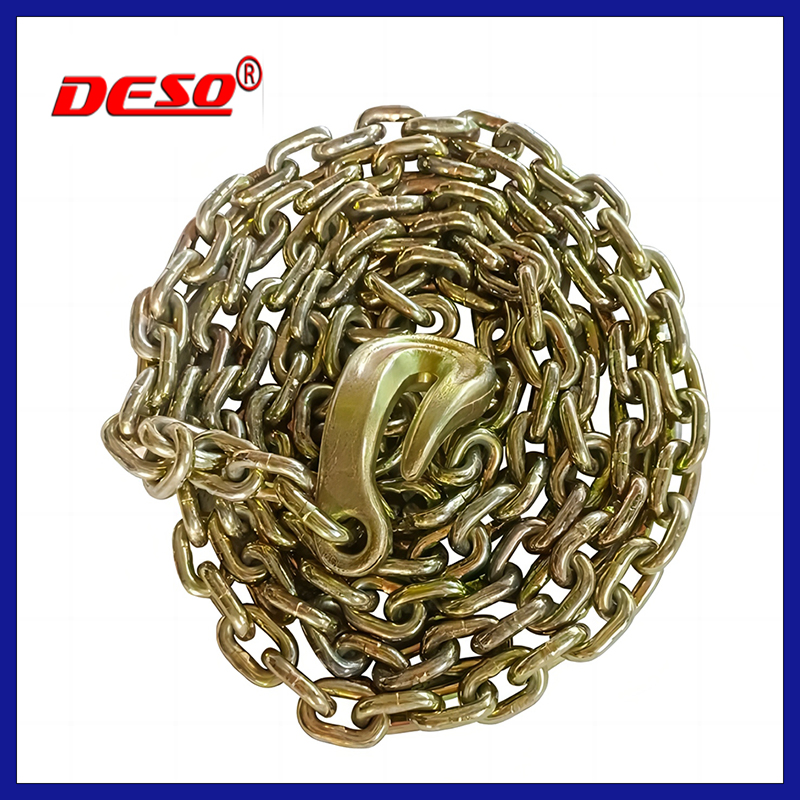 Грузовая цепь G80 с ушком и крюком, оцинкованная