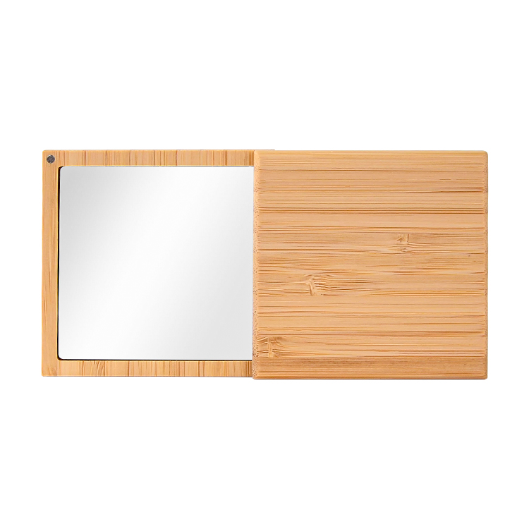 Small Mini Pocket Wood Hand Held Compact Makep Makeup Cosmetic Mirror Bamboo Solid Wood Little Make up Mirror for Crafting GIF