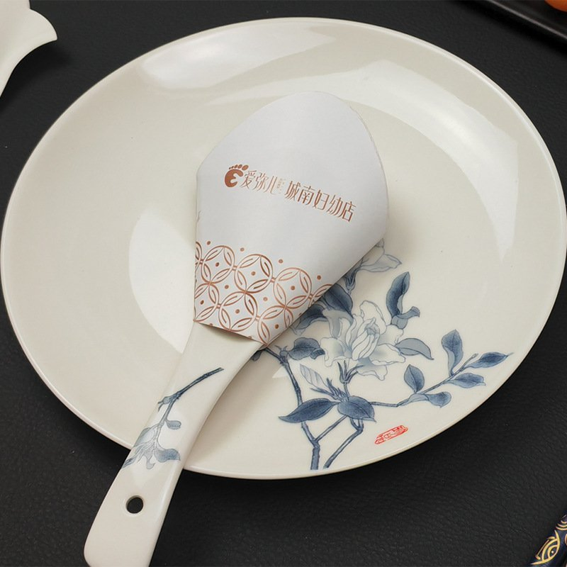 Custom Disposable Spoon Paper Sleeve Cover Packaging Restaurant Hotel Cutlery Flatware Pocket Pouch Wrapping Bag with Logo