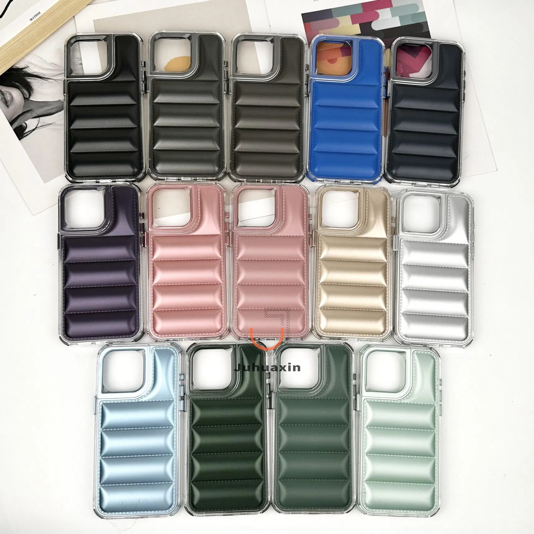 Mobile-Phone-Accessories Transparent Frame TPU Waterproof Protect Cover Fashion Down Jacket Mobile Phone Case iPhone Case for iPhone 11 12 15