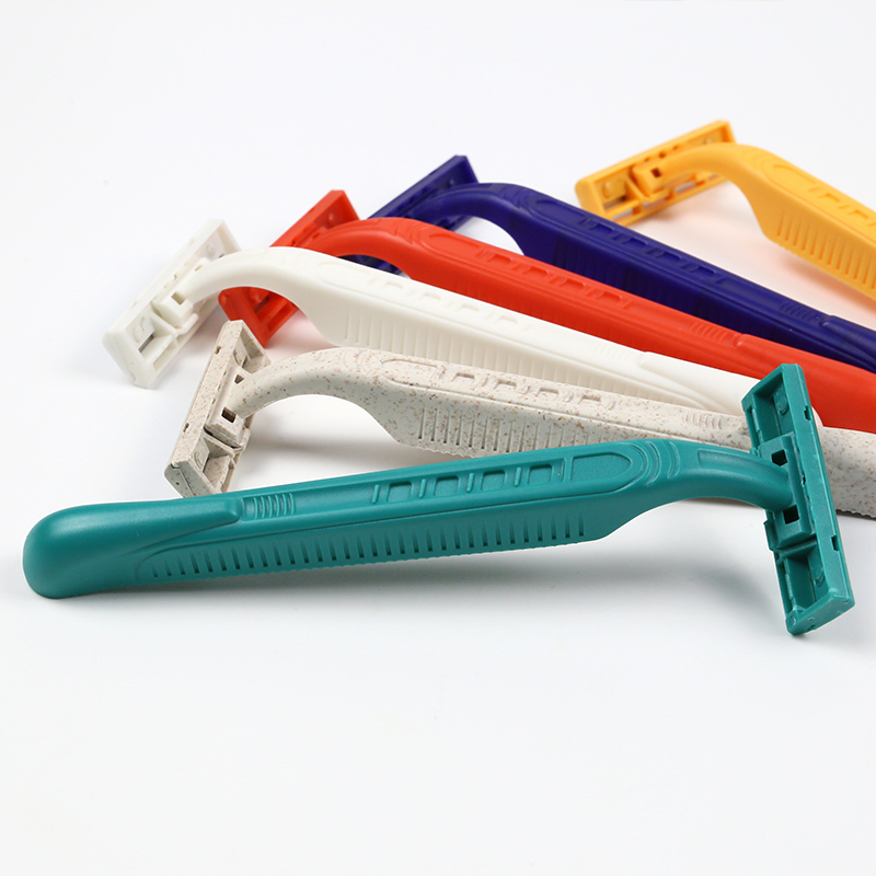 Color Biodegradable Wheat Straw Disposable Shaving Razor for Hotel