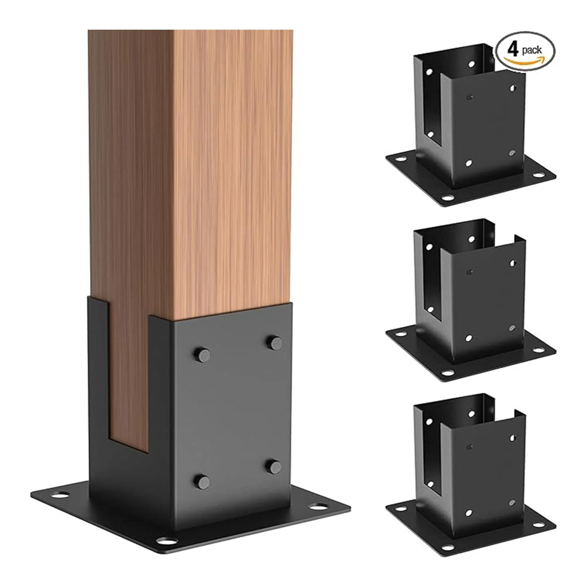 Powder-Coated Steel Deck Support 4X4 Heavy Duty Post Base Bracket for Railing, Pergola, or Pavilion