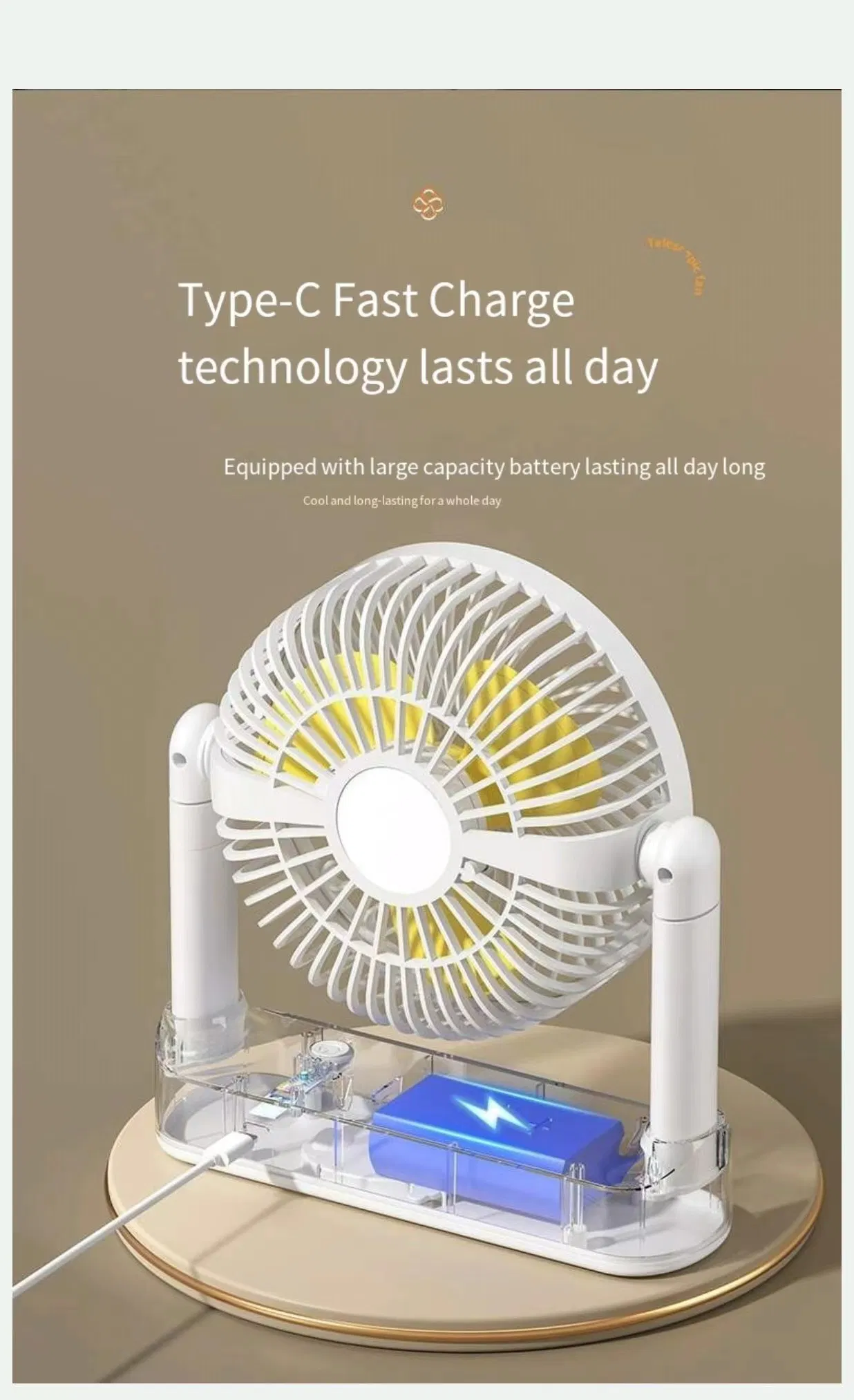 Portable Compact 5 Watt Multi-Function Desktop Fan