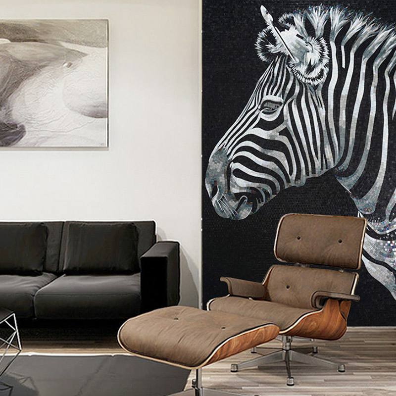 Мозаичное панно «Зебра» из стекла для декора стен