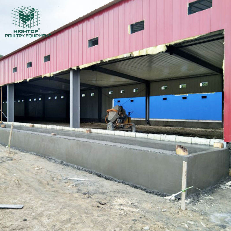 Tunnel Vent System Prefab Chicken Shed For Pan Feeding Broiler House