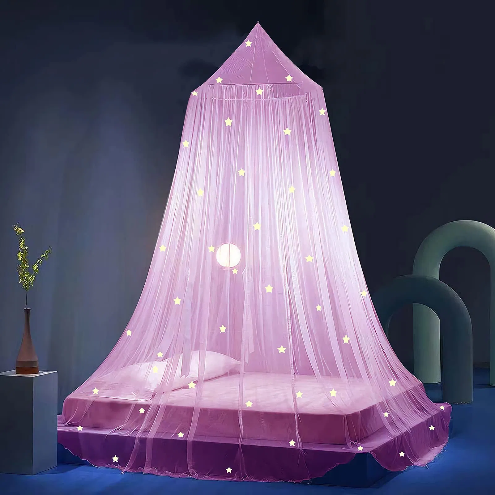 Glowing Stars Bed Canopy Bed Canopy Girls Princess Purple Bed Blue Mosquito Net