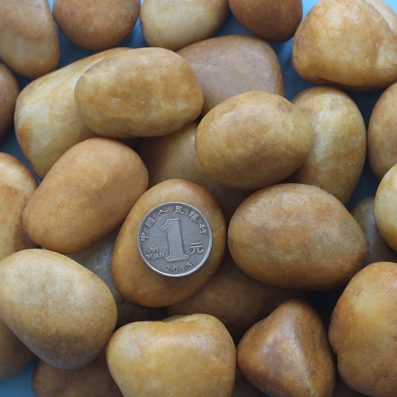 Landscape Natural Polish Yellow Pebble Stone Black Pebble for Garden