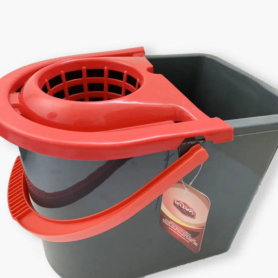 Quick Wring Bucket Floor Cleaning with Handle Plastic Floor Wringer Silver 14L Mop Bucket