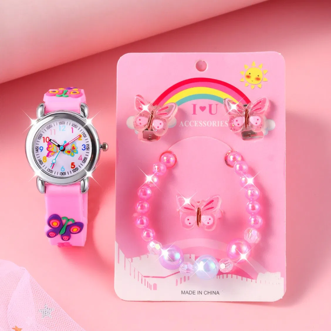 Pink Butterfly Watch Butterfly Accessories Cute Quartz Watch