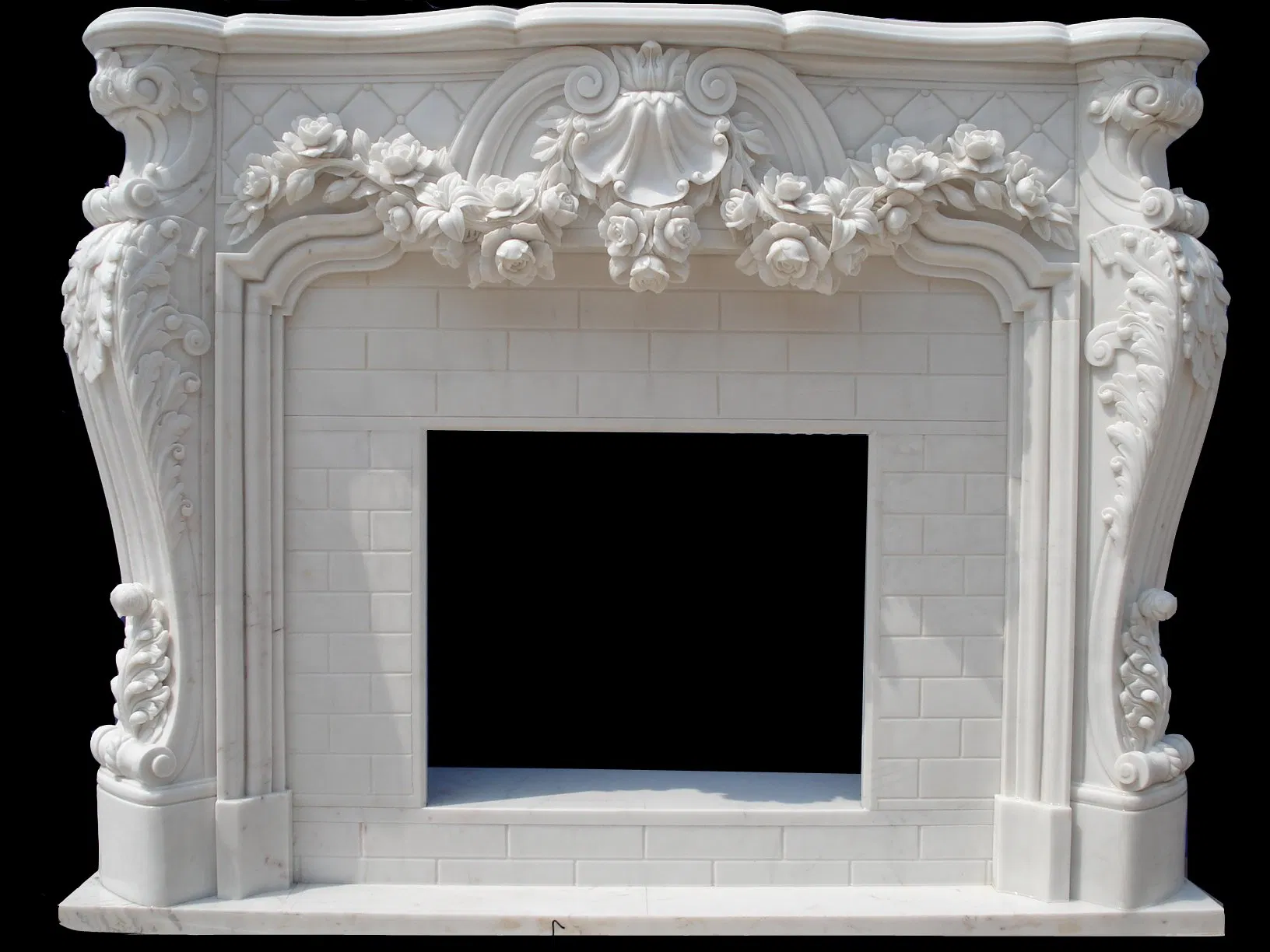 Custom Hand Carved Marble Fireplace Mantel
