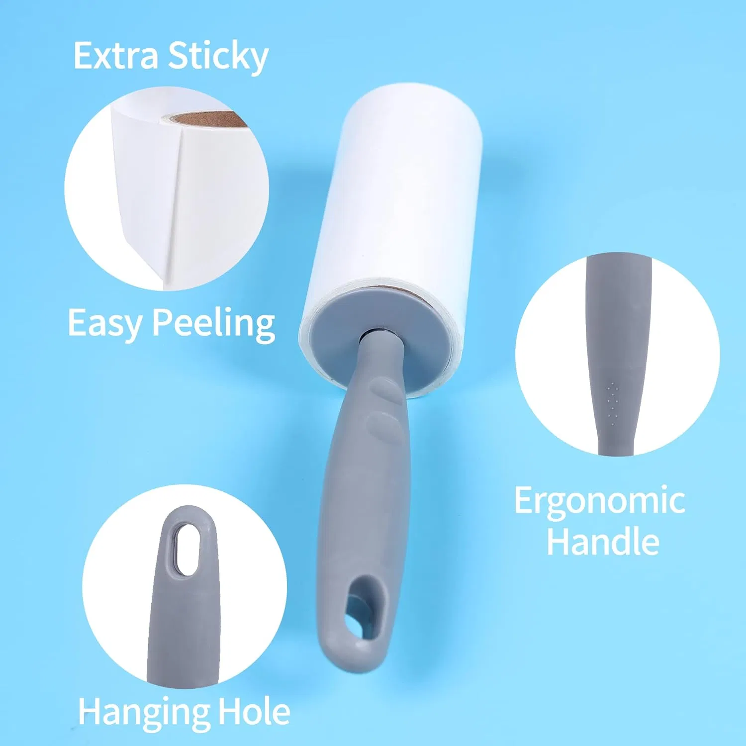 Wholesale Customized Household Manual Pet Hair Remover Sticky Silicone Paper Self Adhesive Plastic Handle Lint Roller