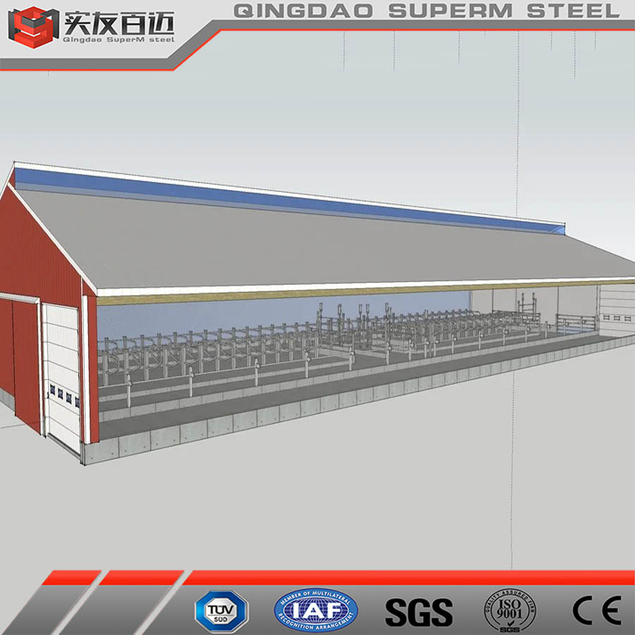 New Design Prefab Steel House Cattle Farm Dairy Barns Steel Structure Shed Building