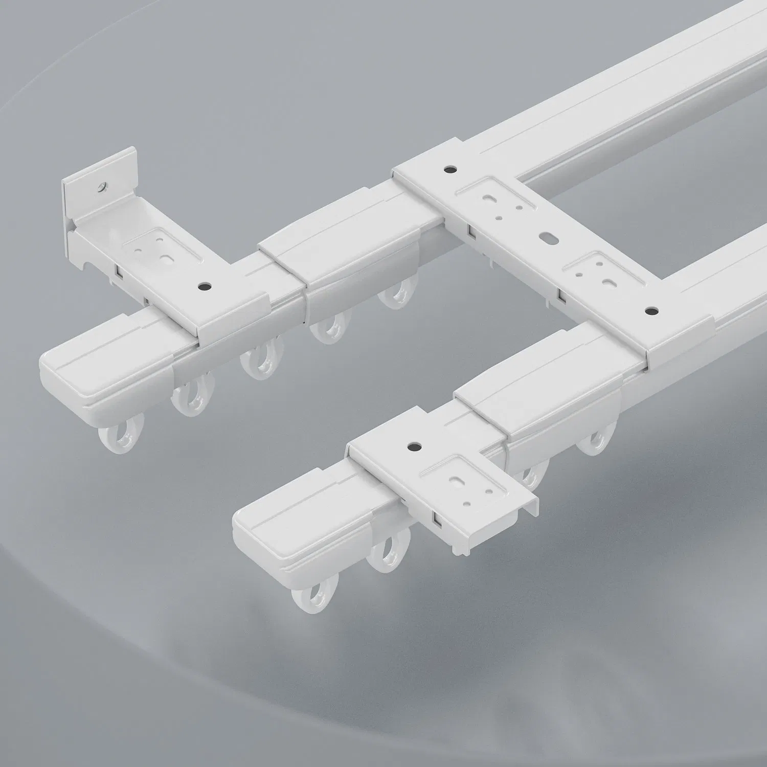 Double Roller Window Adjustable Telescopis Curtain Rail Track Aluminium Profile Home Metal