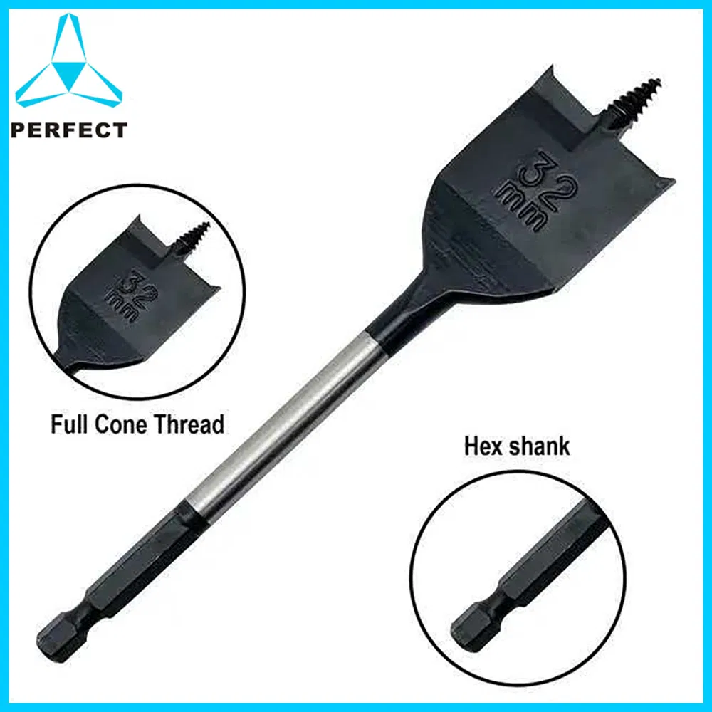 40cr Steel Screw Tip Self Feed Speed Cut 6-40mm Flat Wood Flate Spade Bits Holesaw Self Grab Cut