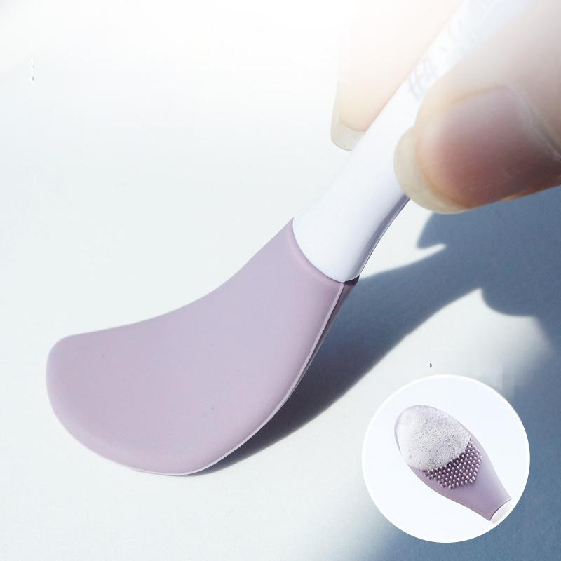 Purple Double-Headed Silicone Mask Brush Special for Clay Mask Application Multi-Functional Facial Cleansing Brush with Dual Brush Heads