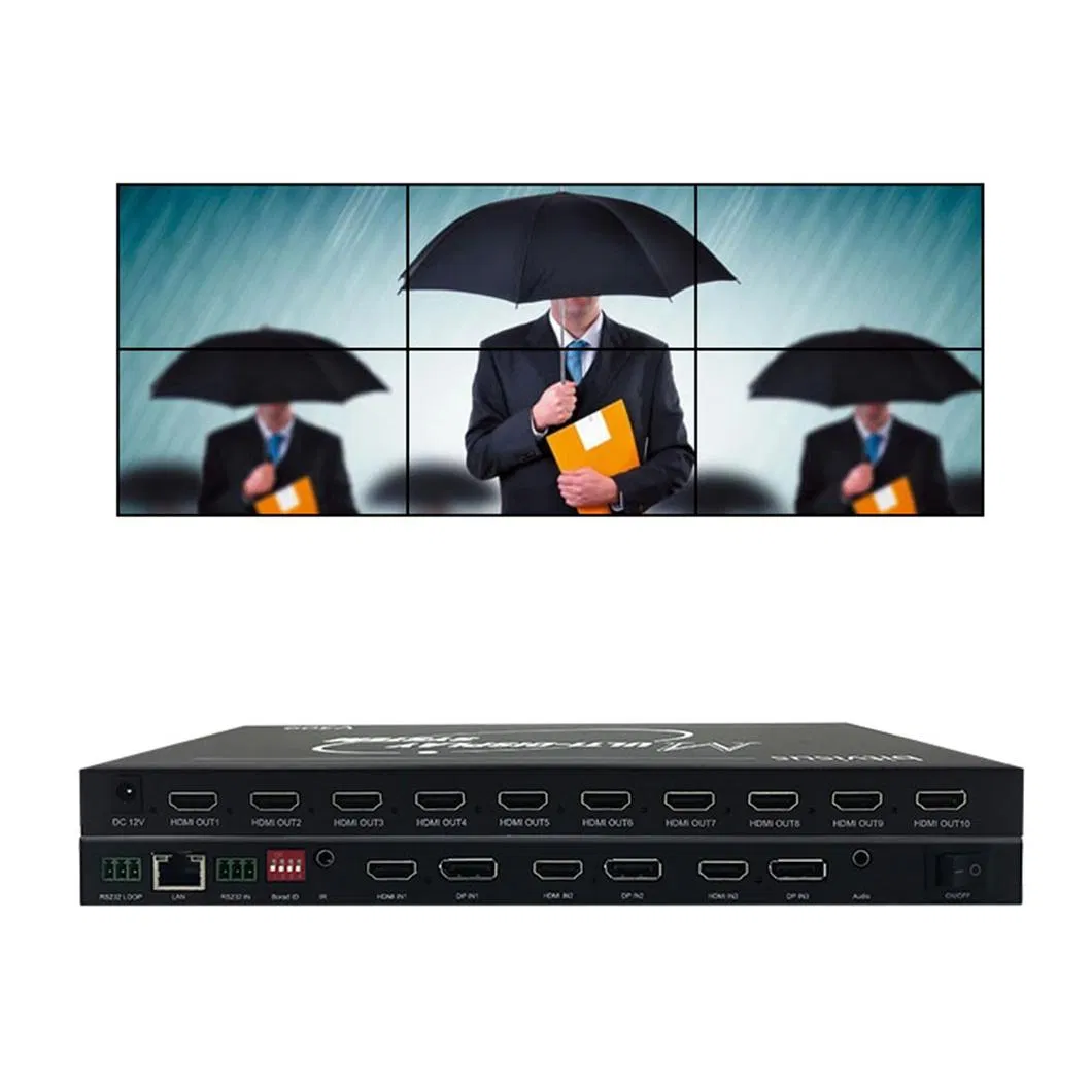 8K Video Wall Processor with 7X HDMI Outputsmulti-Channel 8K Video Controller for Projection Fusion8K60 HDMI 2.0/Dp 1.2 Video Wall System