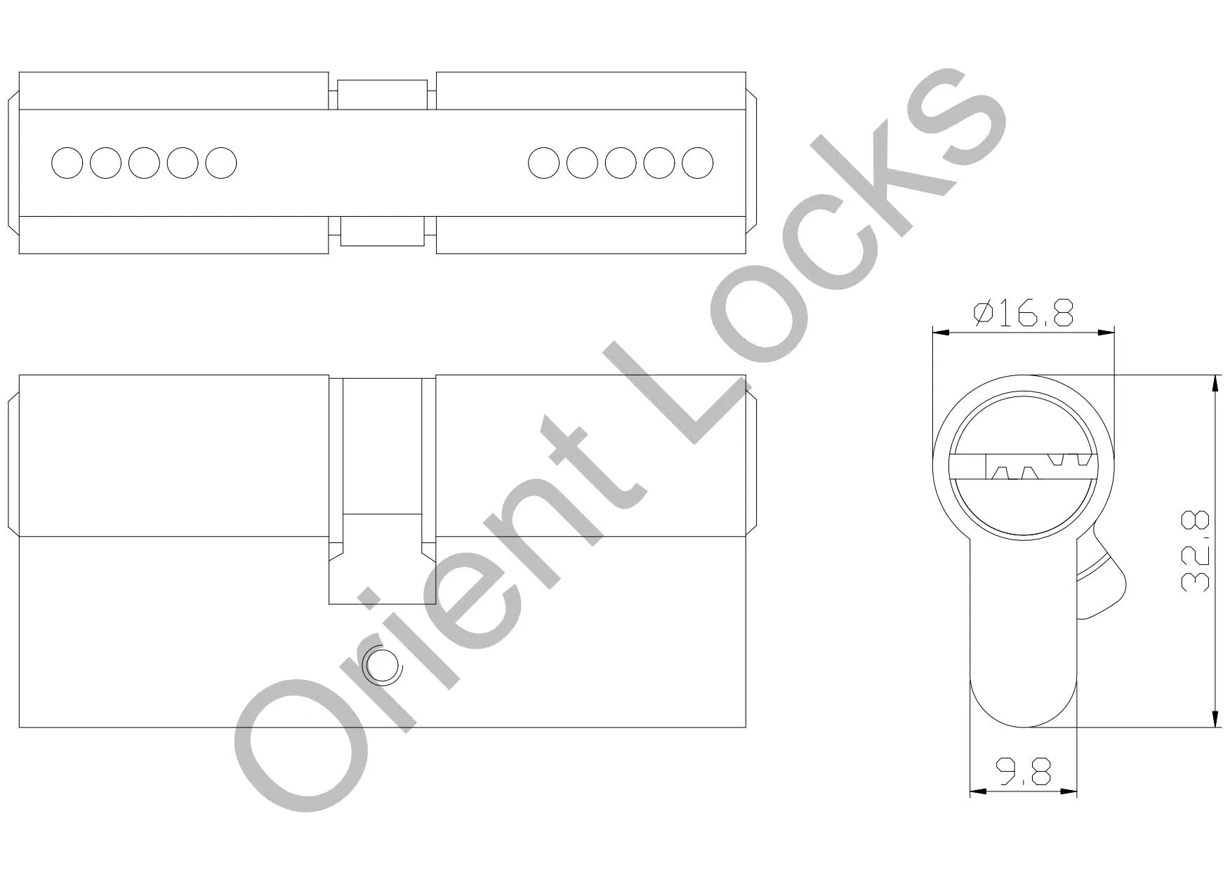 Computer Key Cylinder 60mm Mortise Lock