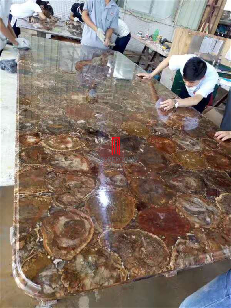 Home Decorative Gemstone Petrified Wood Fossil Wood Kitchen Countertops