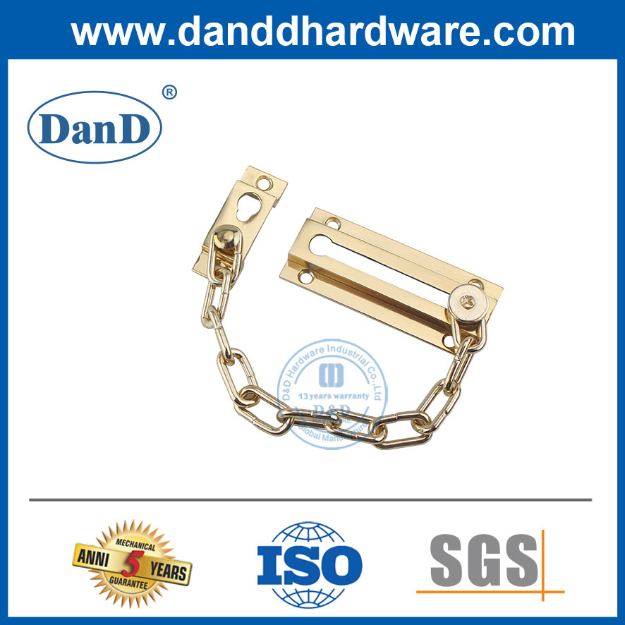 Hot Sale Polish Brass Brass Entrance Door Locking Guard Chain for Supermarket