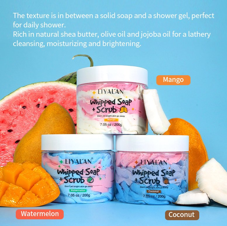 Online Wholesale and Retail Whipped Bath Soap Body Scrub No Harmful Chemicals Moisturizing Formula to Smooth All Natural Exfoliating Body Scrub for Women