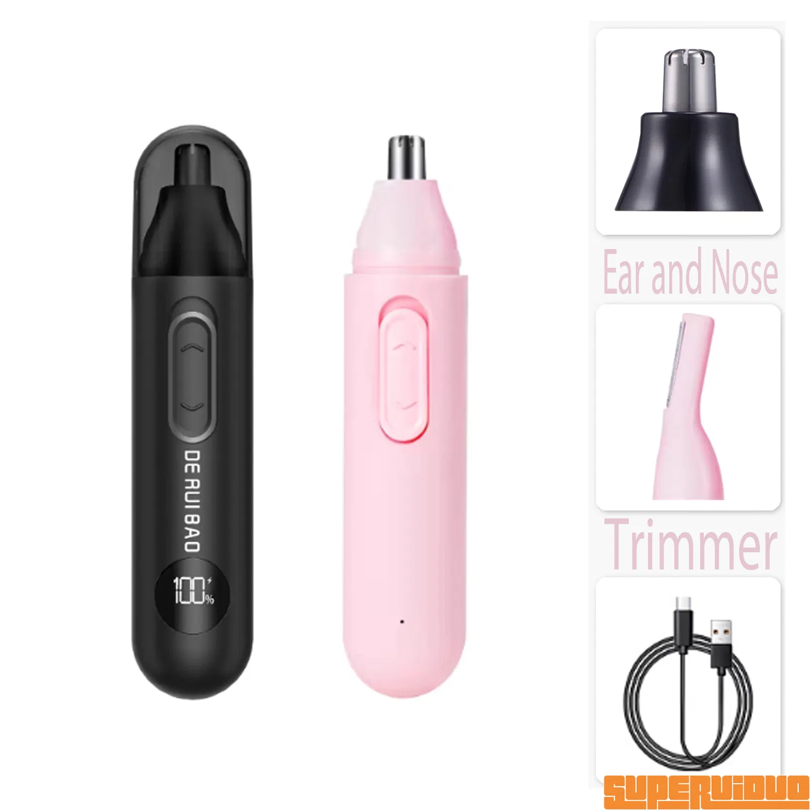 Fast-Action Rotating Shaving Blade Ear and Nose Trimmer
