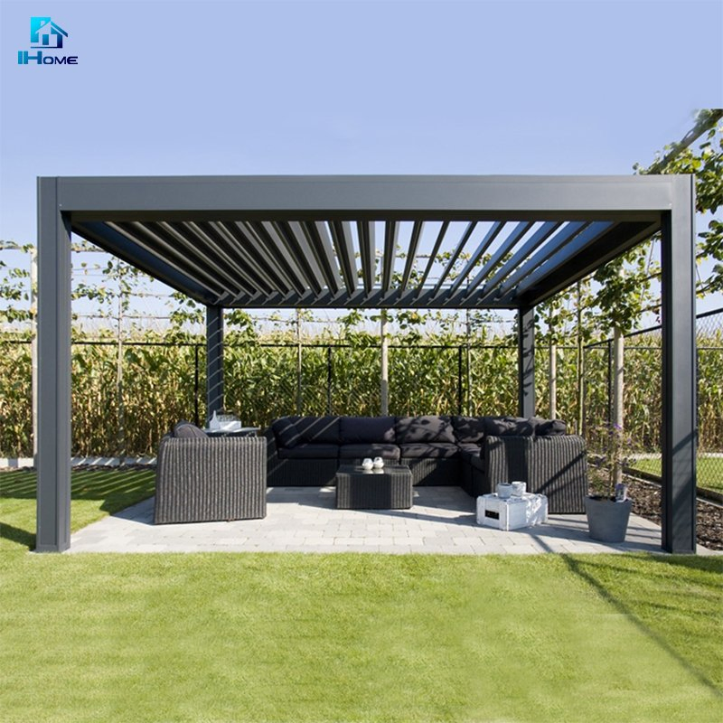 Waterproof Sun Louvers Aluminium Pergola Awning with Outdoor Blinds