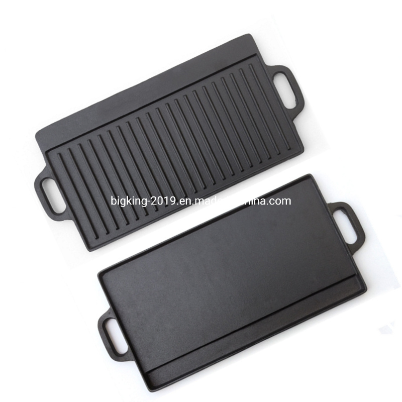 Cast Iron Griddle Plate Reversible Square Cast Iron Grill Pan for Single Burner Double Sided Used on Open Fire & in Oven Pre-Seasoned Versatile Baking CAS