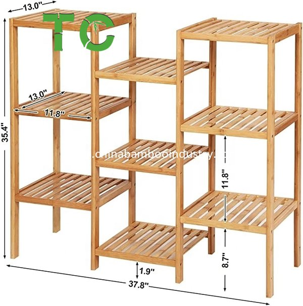 Cheap Price 9 Tiers Bamboo Plant Stand Shelf Display Rack Storage Rack Multi Tier Flower Display Rack Shelves