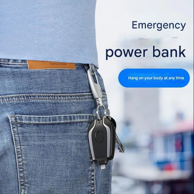 New Mini Keychain Emergency Power Bank with Dual Line Support for Mobile Phone Charging Leather Gift Promotion