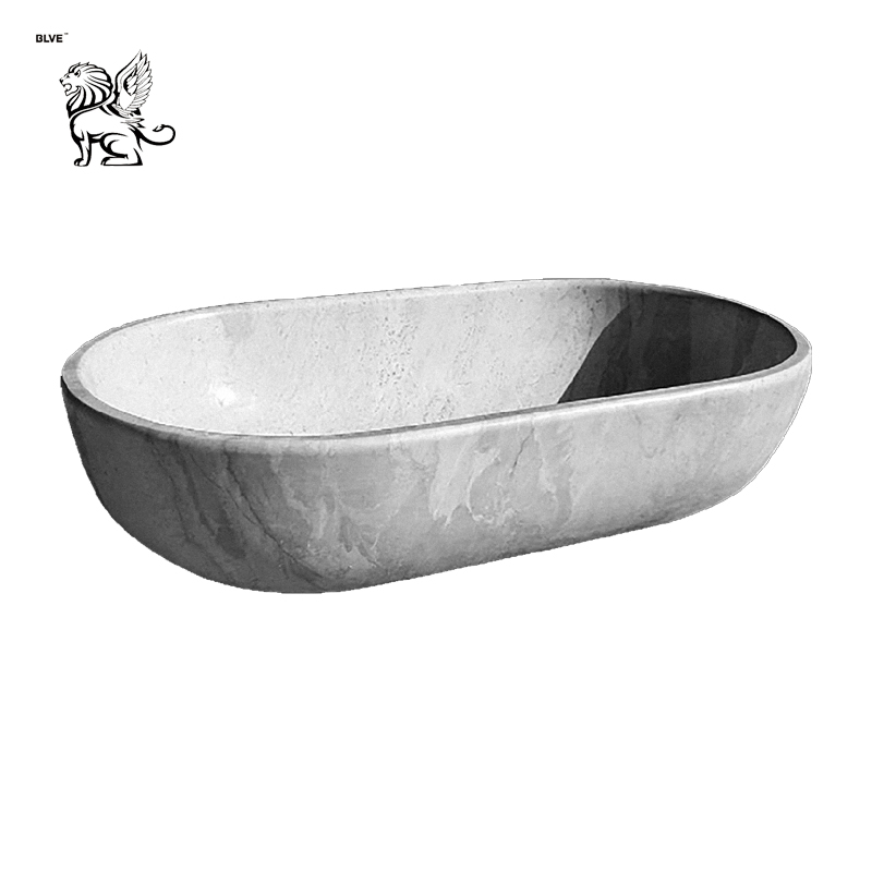 Antique Cultured Marble Freestanding Bathtub with Lion Head Mbbg-04