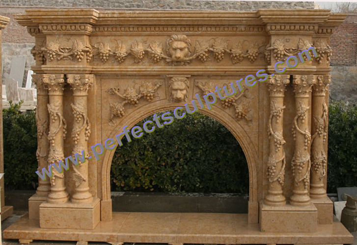 Камин электрический мраморный с резьбой