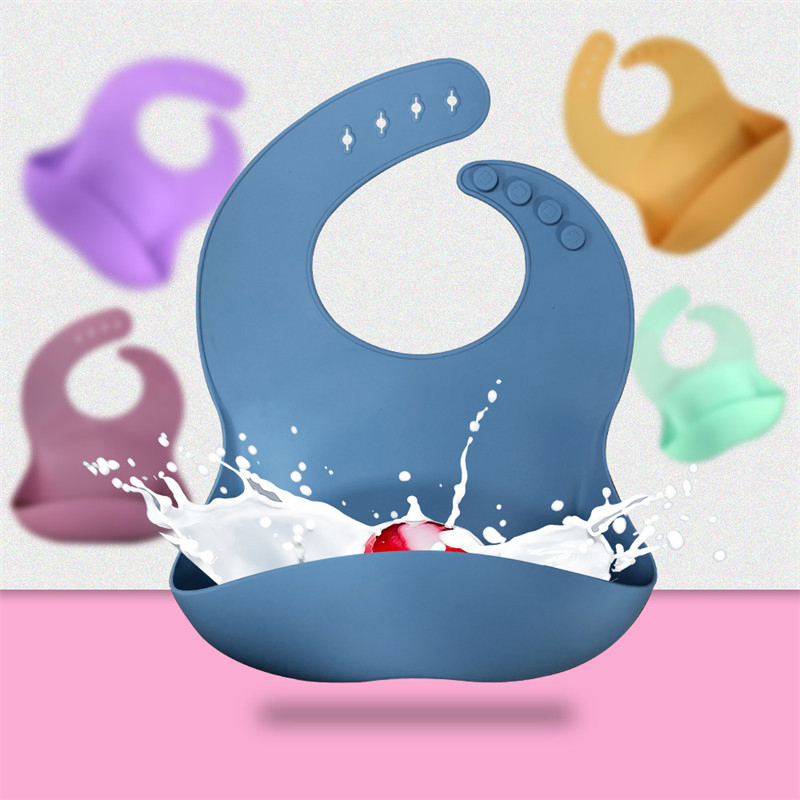 China Manufacturer Custom Logo Adjustable Child Use FDA Silicone Baby Bib