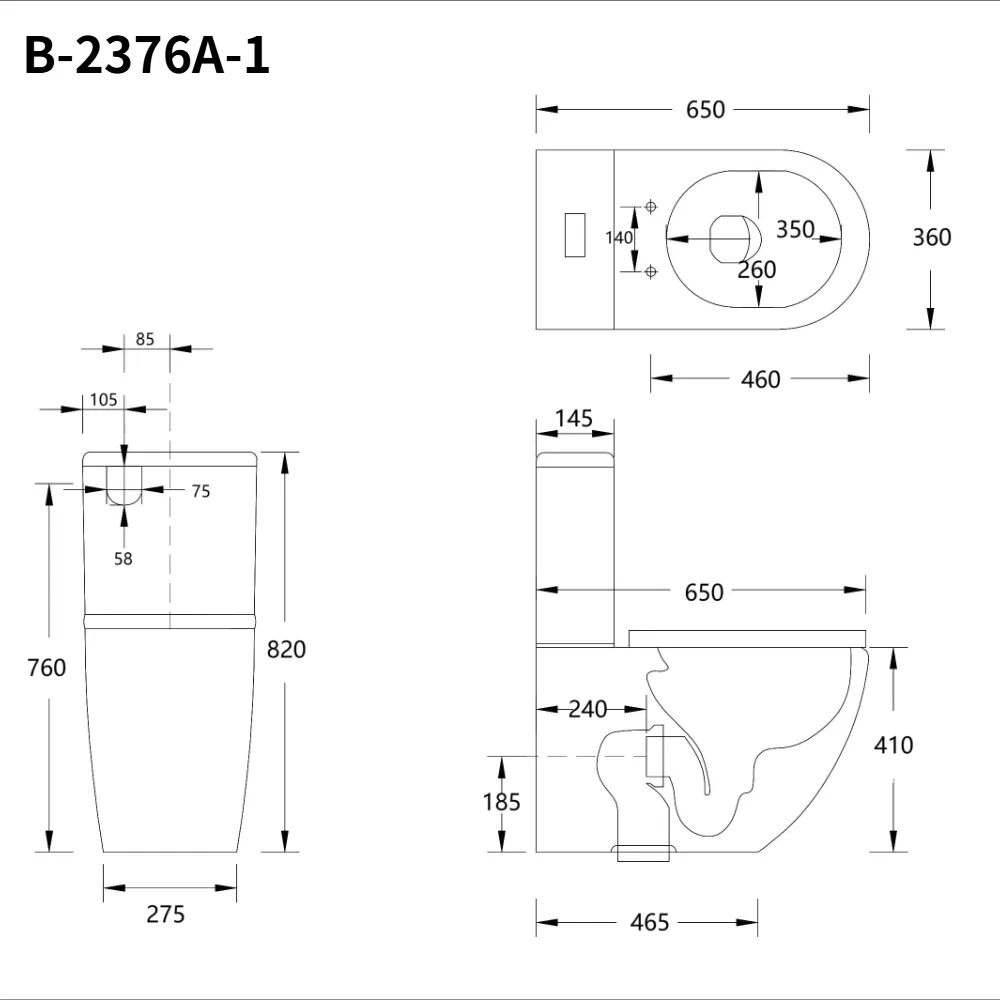 Ceramic Dual Flush Rimless Two-Piece Toilet for Home Use Factory Direct Sale Bathroom Furniture Wc Toilet