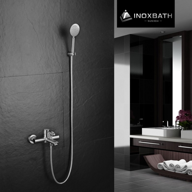 Wall-Mounted Stainless Steel Bathtub Faucet Saltwater Resistant Hygienic Surface Modern Bathroom