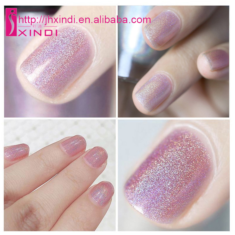 Eco-Friendly Lady Vogue Nail Lacqucer Non Toxic Holograpic Nail Polish