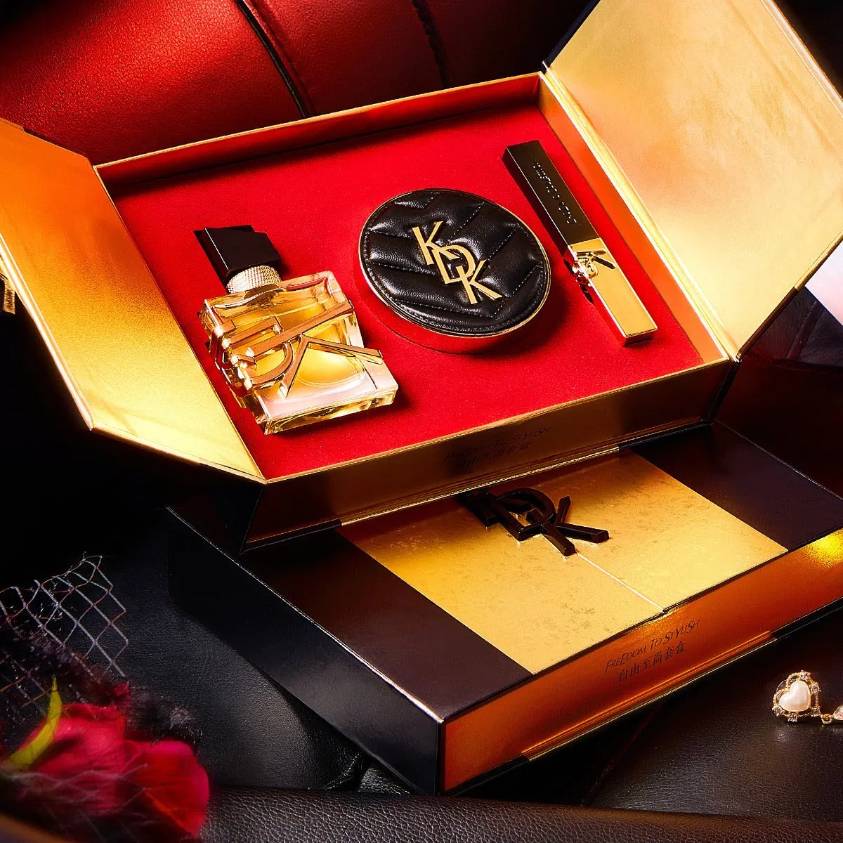 Kdk Makeup Set Gift Box Perfume Lipstick Red Air Cushion Bb Cream Three -Piece Set