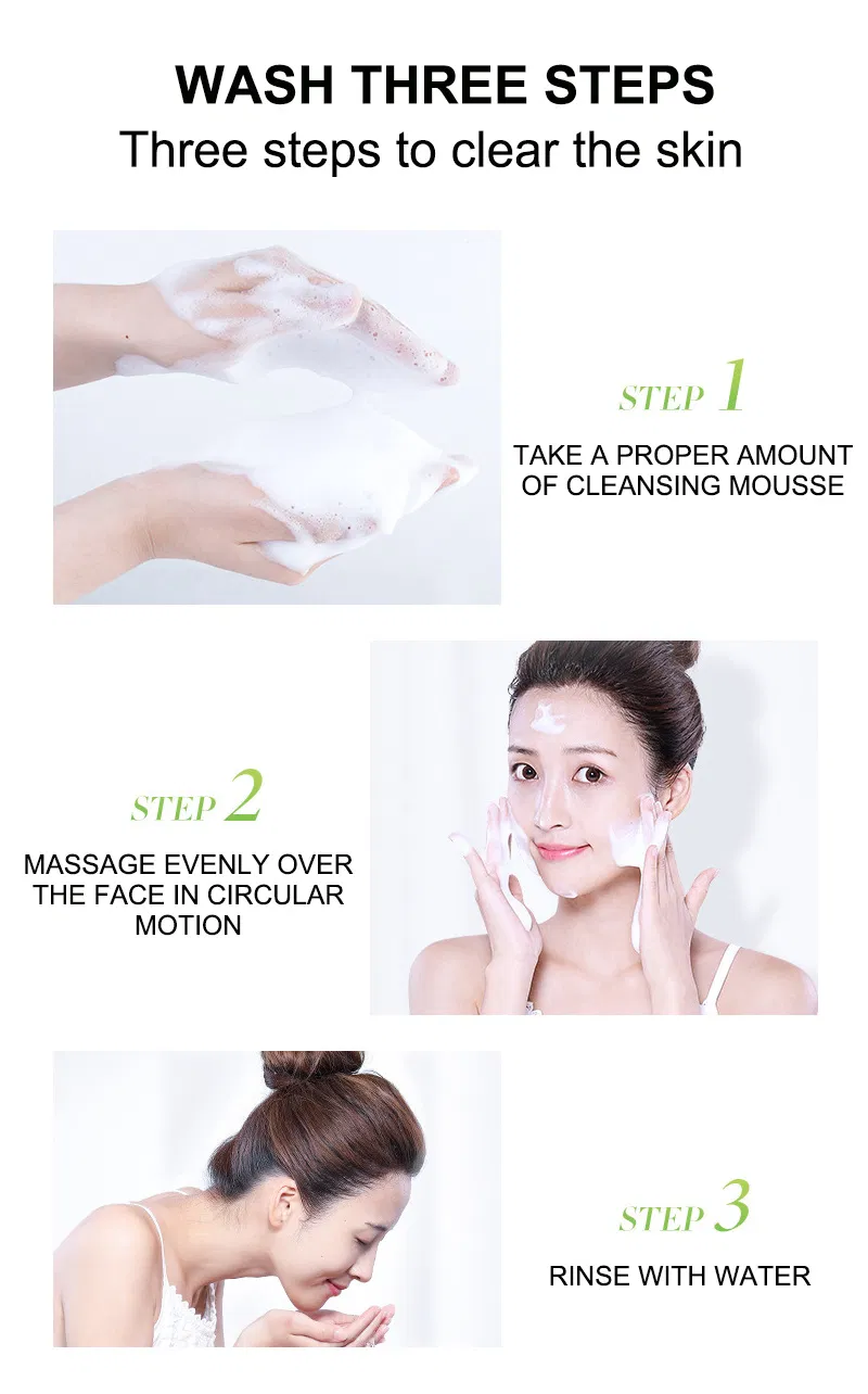 Customized Logo Deep Cleansing Pore Acne Removal Face Cleanser Tea Tree Oil Control Rose Whitening Face Mousse