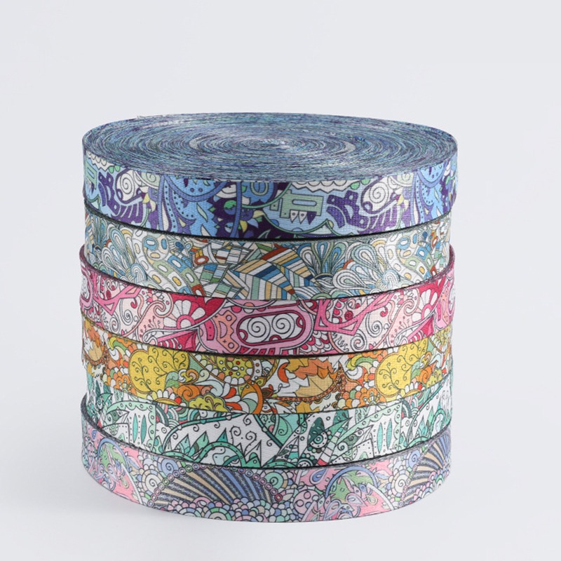 Лента полиэстер 3.8 см с печатью для одежды