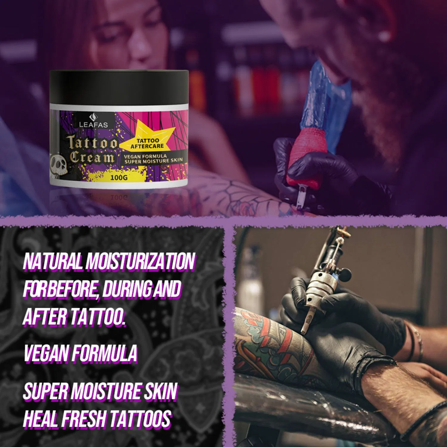 Private Label Tattoo Aftercare Healing Balm Ointment, Anti-Inflammatory Herbal Relieves Itching Soothes Tattoo Intensifying Cream