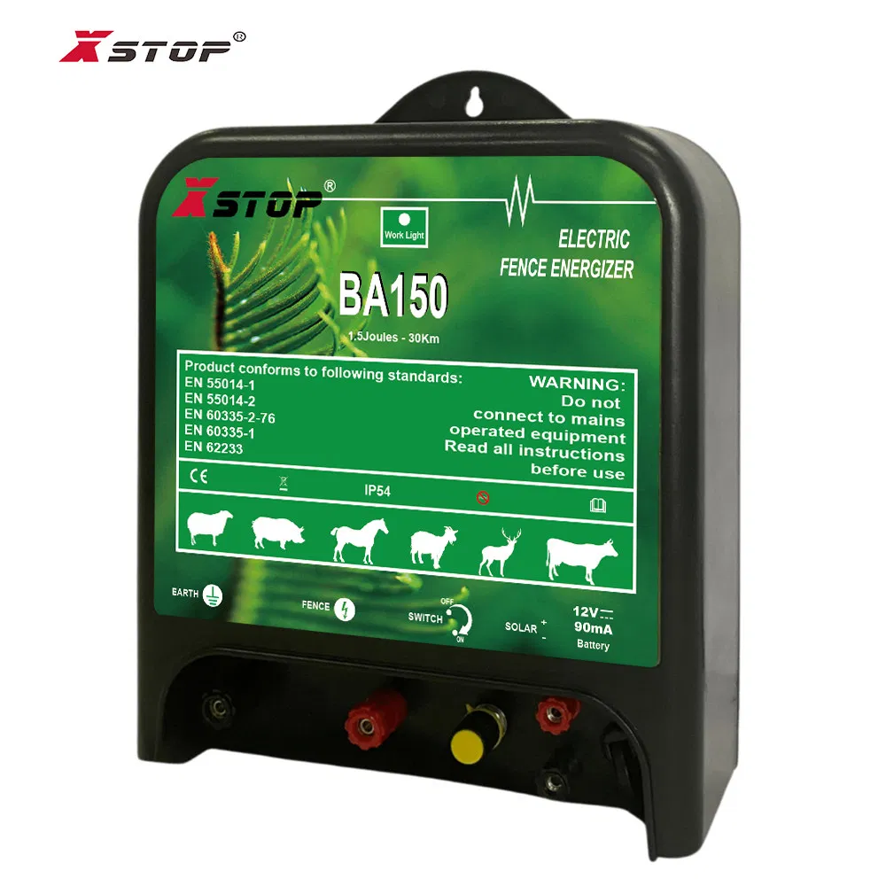 Xstop 12V DC Rechargeable Battery Solar Power Electric Fence Energizer for Remote Locations