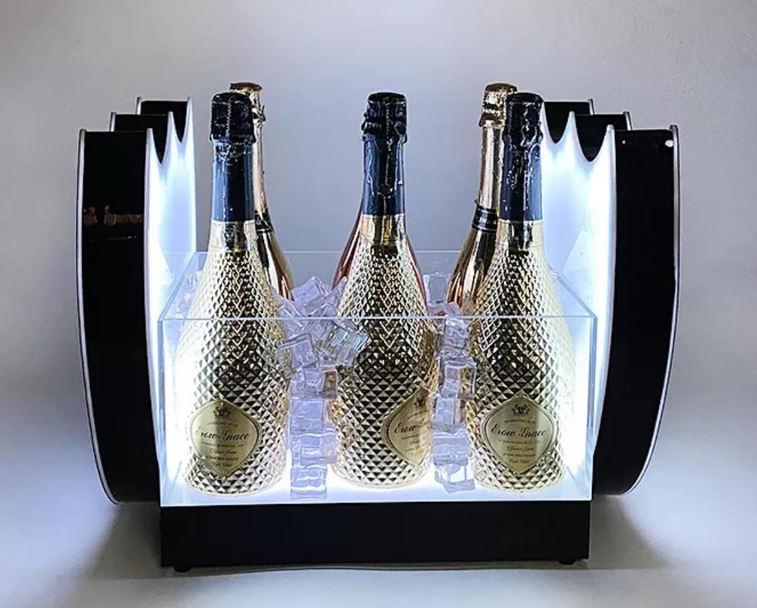 Customized LED Light Wine Display Props for Champagne Ice Buckets for Bar
