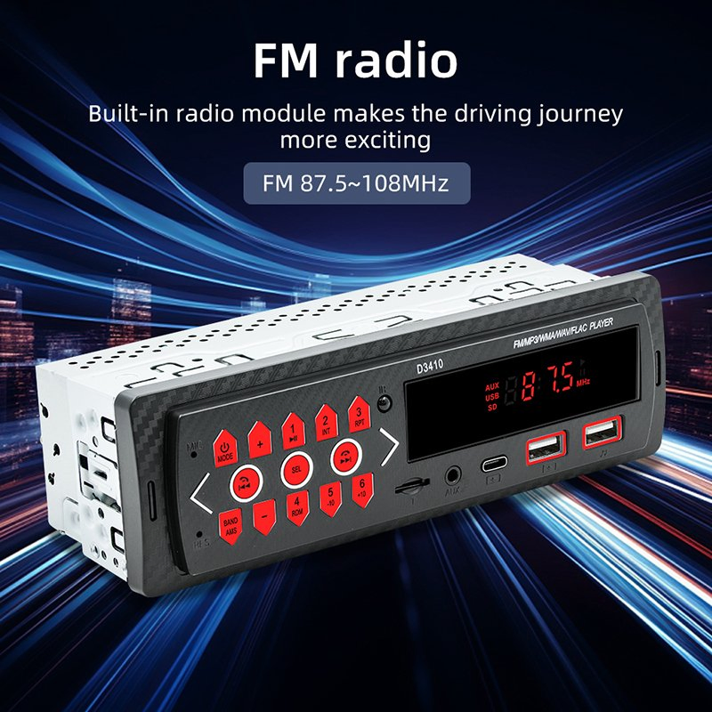 D3410 Bluetooth MP3 Автомагнитола с поддержкой карт памяти TF, USB и FM-радио