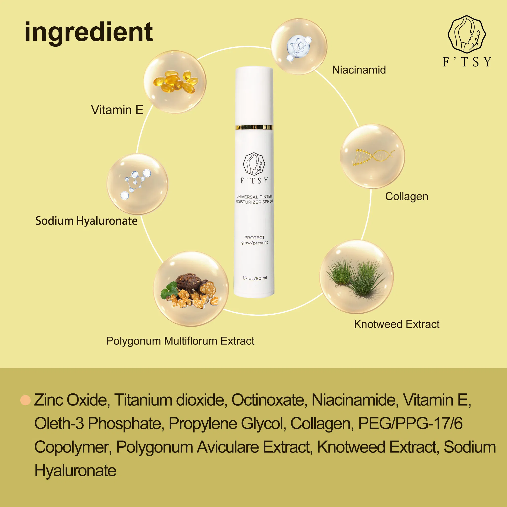 Tinted Glow Sunscreen Broad Spectrum Custom Logo SPF 40 Sunscreen Cream